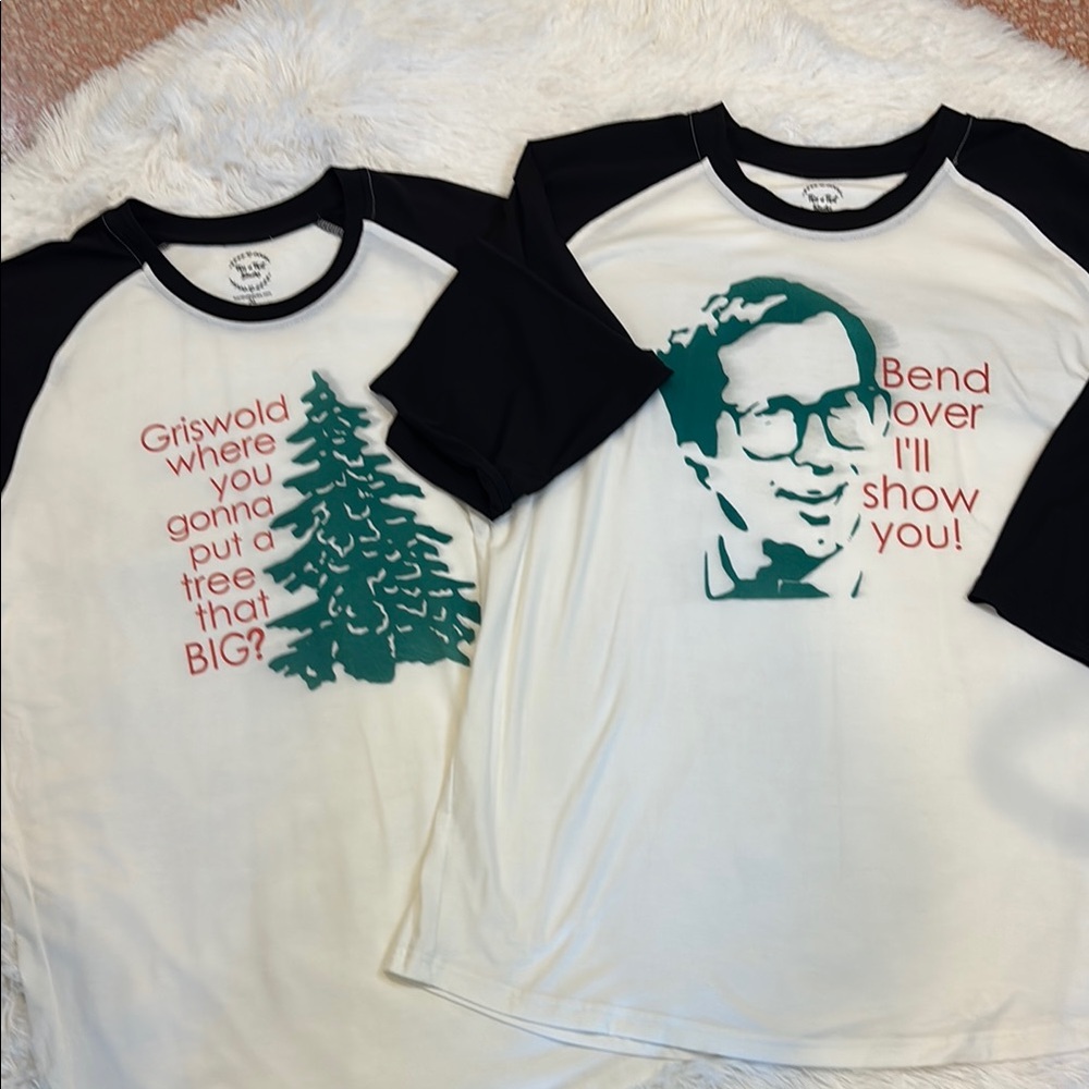 Couples Ugly Christmas National Lampoons Christmas Unisex Ringer Tees L & 2XL